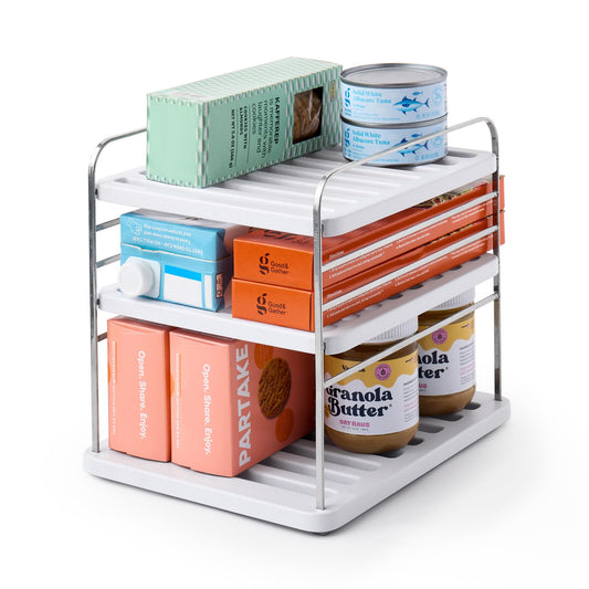 YouCopia UpSpace small adjustable cabinet and pantry organizer, adjustable pantry organizer for kitchen cabinets, expandable cabinet shelf organizer for kitchen storage, space-saving pantry organizer for small cabinets, adjustable kitchen cabinet organizer for cookware, stackable pantry shelf organizer for home storage, compact cabinet organizer for kitchen essentials, multi-purpose adjustable pantry storage organizer, kitchen cabinet shelf organizer for better organization, YouCopia UpSpace organizer for p