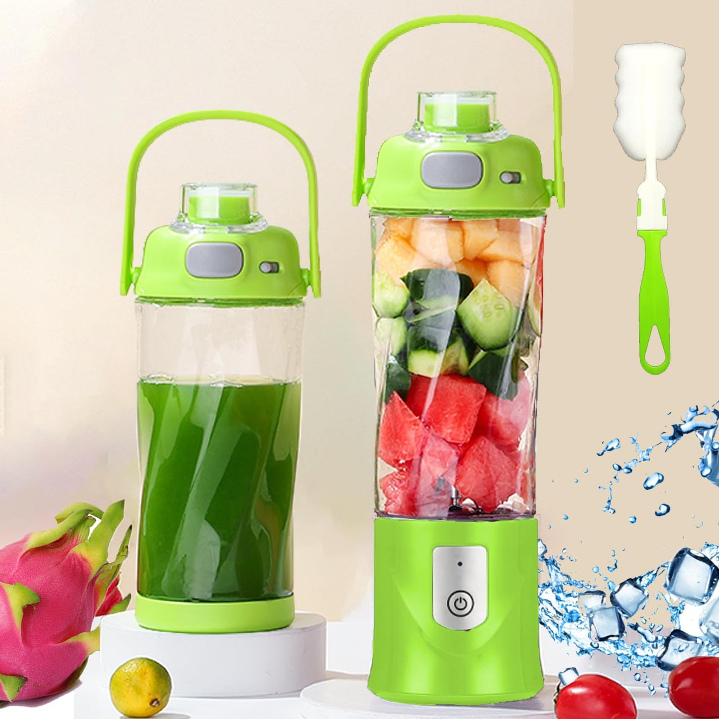 Portable Cordless Smoothie Blender with USB-C Charging (Green)
