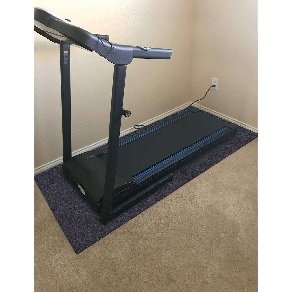 Fitness Equipment Mats Absorbent/Waterproof – Protects Exercise Equipment and Floor，Protective Flooring Under Elliptical Machine mat Indoor Treadmill Mat，Washable (24" x 48")
